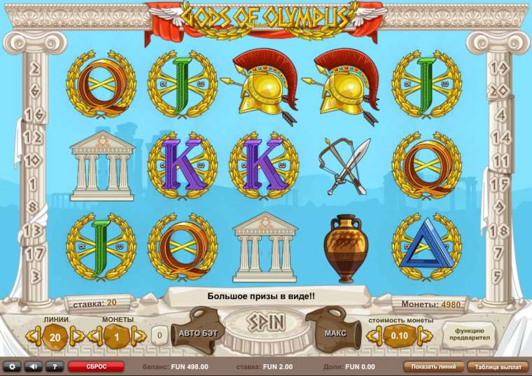 Слот Gods of Olympus играть бесплатно