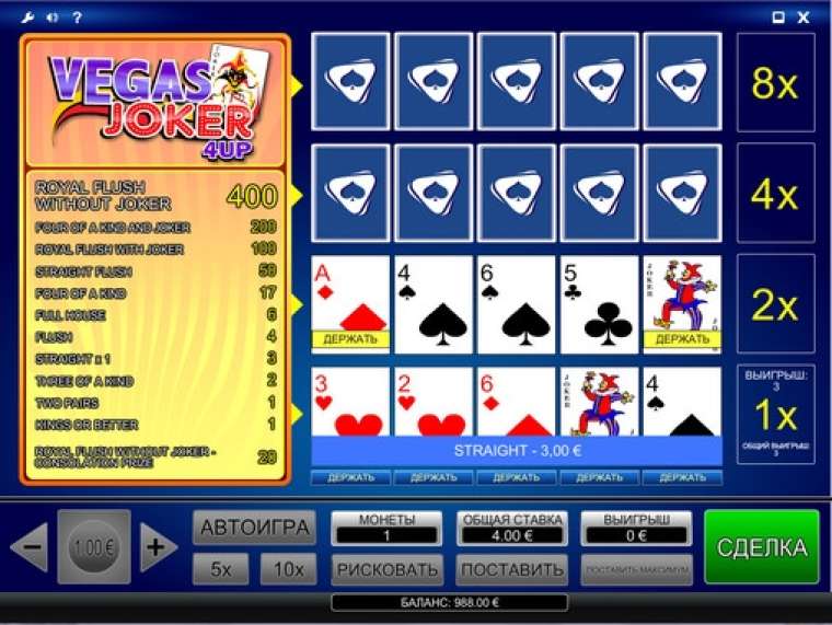 Слот Vegas Joker 4Up Poker играть бесплатно