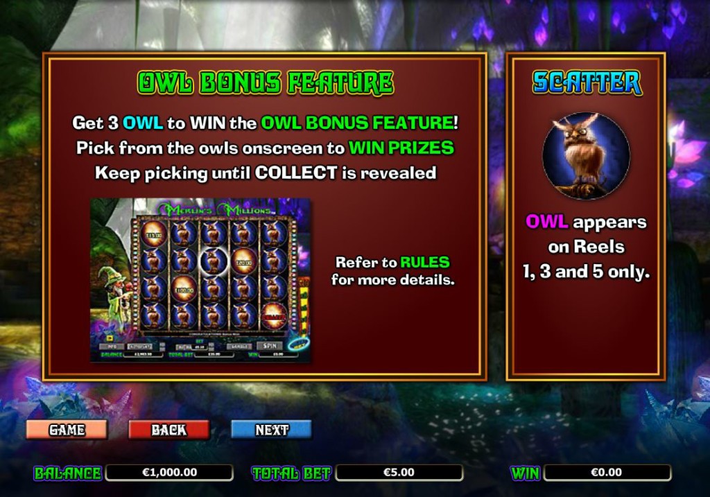 бонус игра слота Миллионы Мерлина